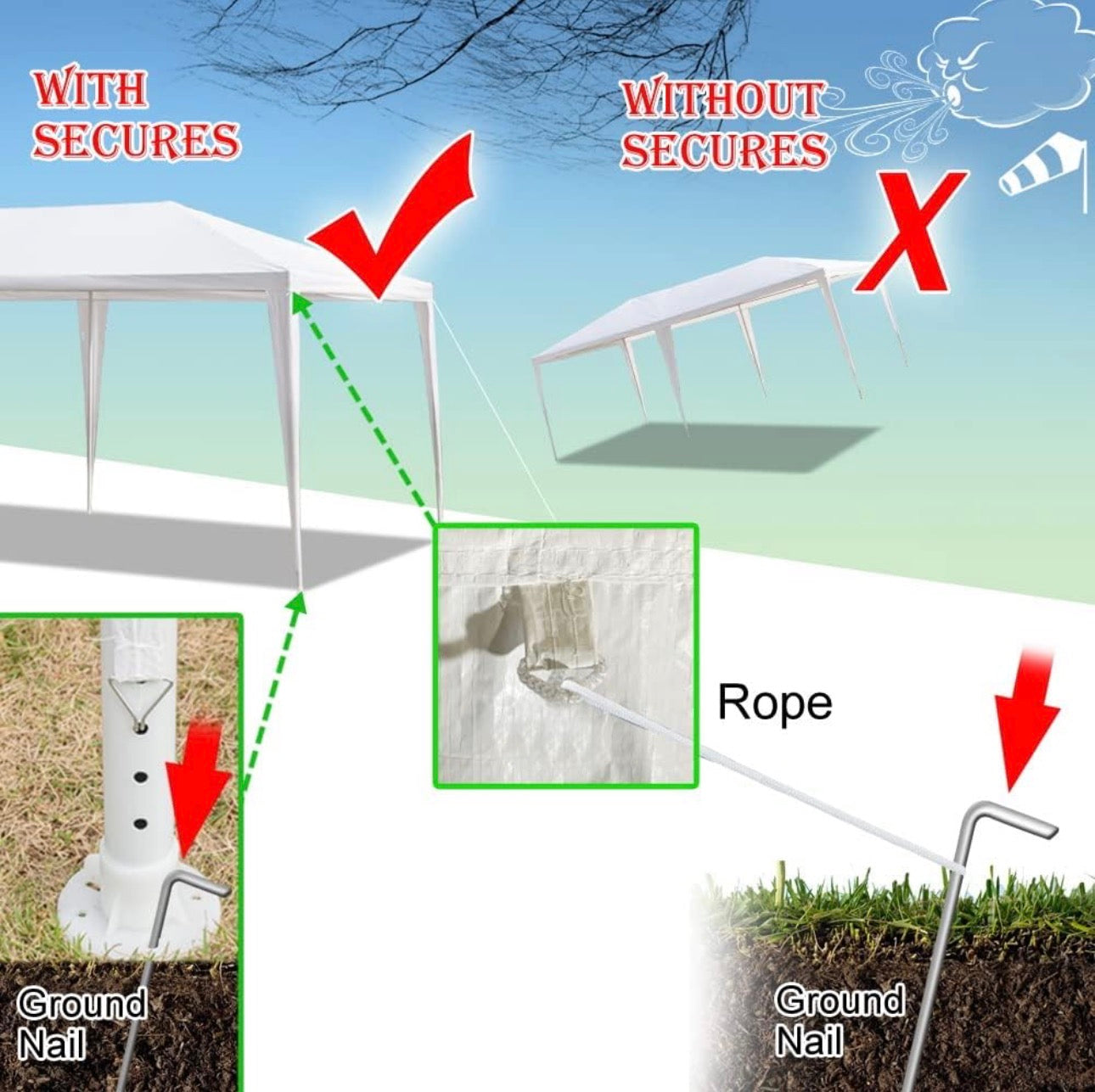NEW- Outdoor Canopy Tent Patio Camping Party Tent Wedding Canopy Tents for Parties Gazebo Shelter BBQ Events Booths with Removable Sidewalls (10'x20' 4 Sidewalls)