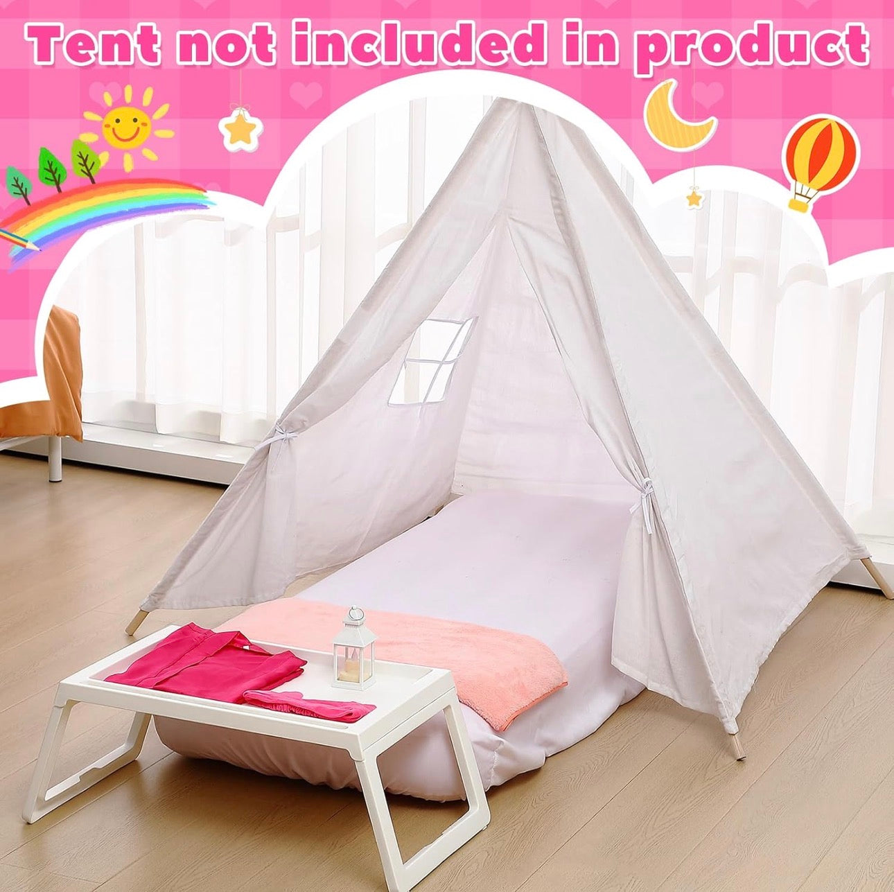 NEW- Windyun 6 Sets Air Mattress Bulk with Fitted Sheet, Inflatable Bed 63 x 27 x 8 Inches Blow up Airbed Camping Sleeping Pad for Birthdays Slumber Sleepover Party (White)