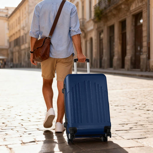 NEW- Karl home Carry On Luggage 22x14x9 Airline Approved, ABS Hardshell Suitcase with TSA Lock & Spinner Wheels, Durable Small Suitcase Rolling Luggage for Business Travel, Navy Blue