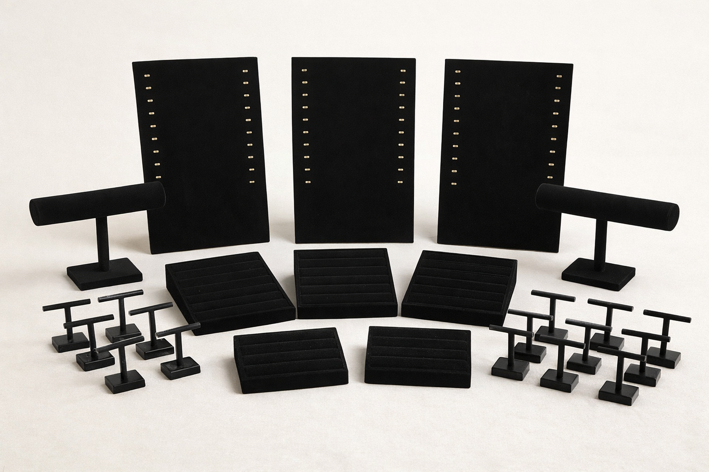 New- 22-Piece Jewelry Display Organizer Set - Necklace, Bracelet, Ring & Earring Stands (Black)