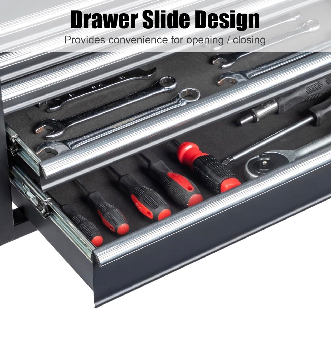 New- Winado 24" Portable Tool Box, 5 Drawers & Top Storage Tray Tool Box with Drawers, Lockable Metal Tool Chest Cabinet for Garage, Warehouse, Repair Shop & Home
