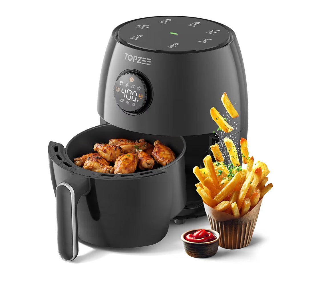 NEW- 2.1Qt Small Air Fryer - Compact Digital Mini Airfryer with 7-in-1 Presets, 98% Less Oil, Adjustable Temperature & Timer, Shake Reminder, Nonstick, BPA-Free, Dishwasher Safe, Fast & Crispy Cooking