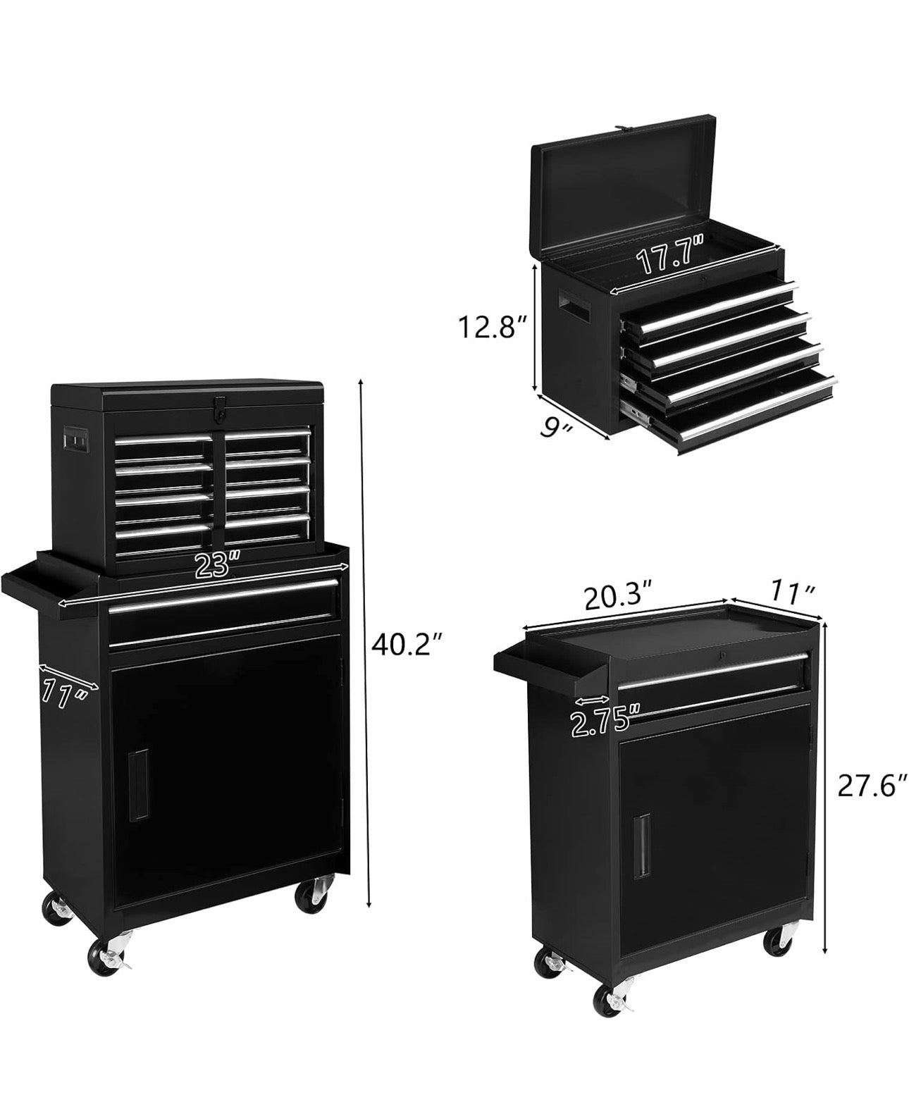 NEW- TUFFIOM 5-Drawer Rolling Tool Chest, Tool Storage Cabinet w/Drawers, Lockable Wheels, Detachable Top & Adjustable Shelf, Mechanic Tool Organizer Box for Garage, Workshop, Warehouse & Repair Shop
