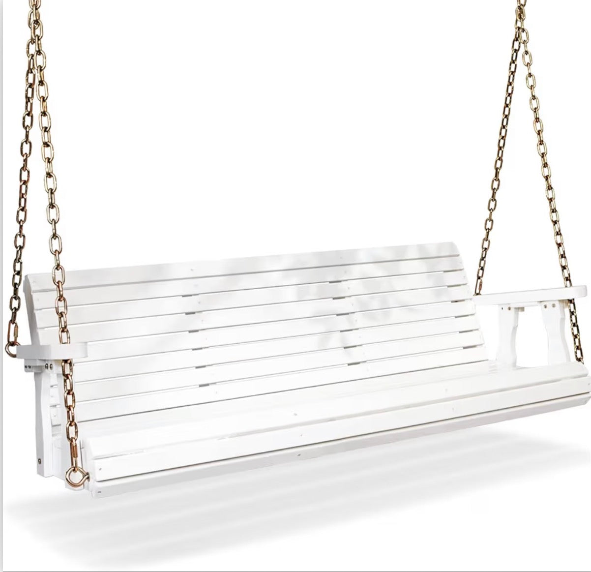 NEW- VINGLI Upgraded Patio Wooden Porch Swing for Courtyard & Garden, Heavy Duty 880 LBS Swing Chair Bench with Hanging Chains for Outdoors (5 FT, White)