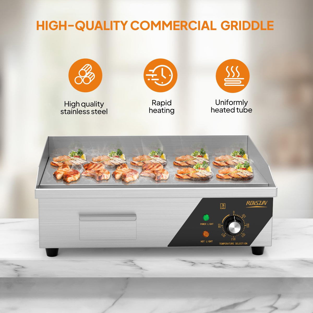 NEW- ROVSUN 22" 1600W 110V Commercial Electric Griddle Countertop