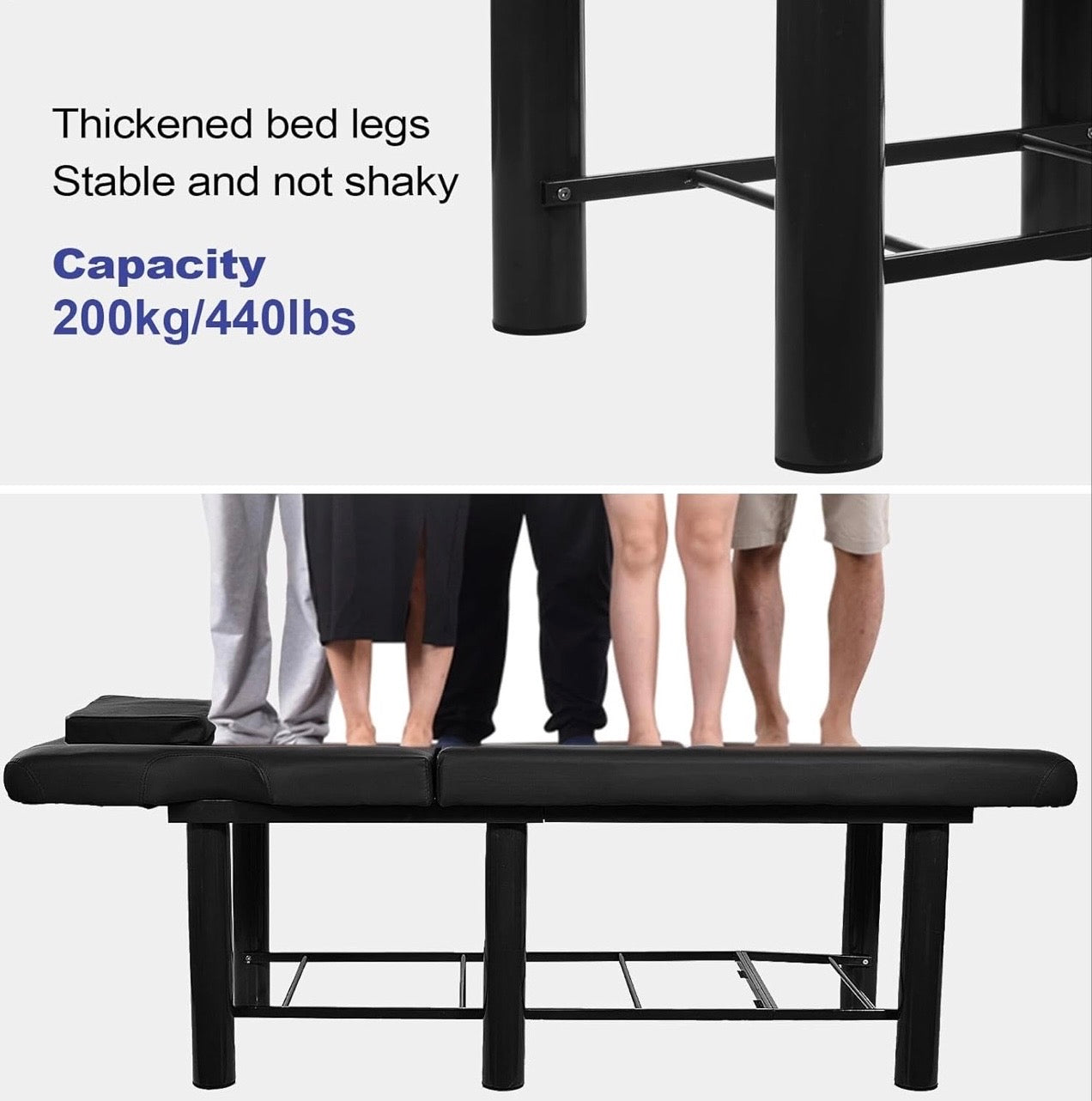NEW- Heavy Duty Massage Table | Stationary Massage Beds with Adjustable Backrest | Heavy Duty Bed, 440.9Lbs Capacity Waxing Bed for Rehabilitation Spa Massage