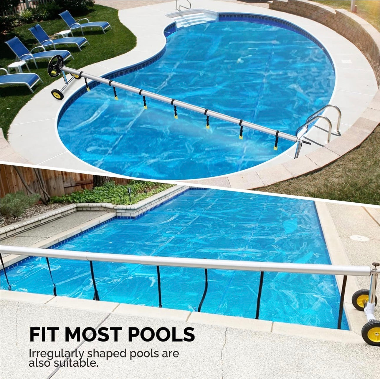 NEW- VINGLI Pool Cover Reel Set Pool Solar Cover Reel for Inground Swimming Pool, Aluminum Solar Swimming Inground Cover Blanket Reel (Upgrade) (18 Feet)