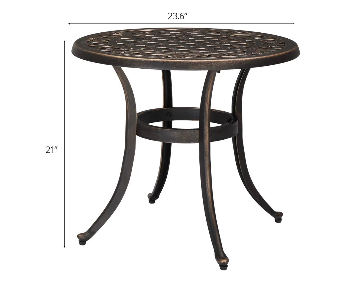 NEW- VINGLI 24" Cast Aluminum Outdoor Side Table, All Weather Round Patio Coffee Table Porch Table Bistro Table End Table Bronze 24"
Round Table