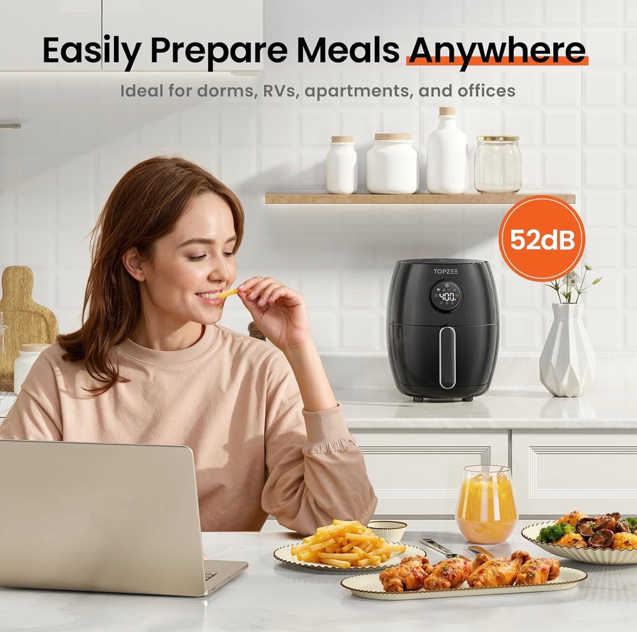 NEW- 2.1Qt Small Air Fryer - Compact Digital Mini Airfryer with 7-in-1 Presets, 98% Less Oil, Adjustable Temperature & Timer, Shake Reminder, Nonstick, BPA-Free, Dishwasher Safe, Fast & Crispy Cooking