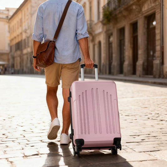 NEW- Karl home Carry On Luggage 22x14x9 Airline Approved, ABS Hardshell Suitcase with TSA Lock & Spinner Wheels, Durable Small Suitcase Rolling Luggage for Business Travel, Pink