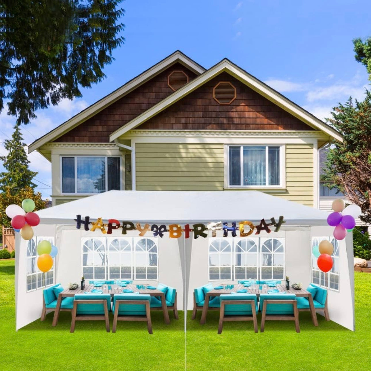 NEW- Outdoor Canopy Tent Patio Camping Party Tent Wedding Canopy Tents for Parties Gazebo Shelter BBQ Events Booths with Removable Sidewalls (10'x20' 4 Sidewalls)