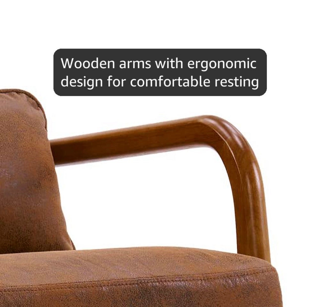 NEW- Bonnlo High Back Microfiber Rustic Mid Century Modern Accent Chair, Soild Wood Padding Lounge Armchairs Side Sitting Chairs for Living Room, Bedroom, Guest Room