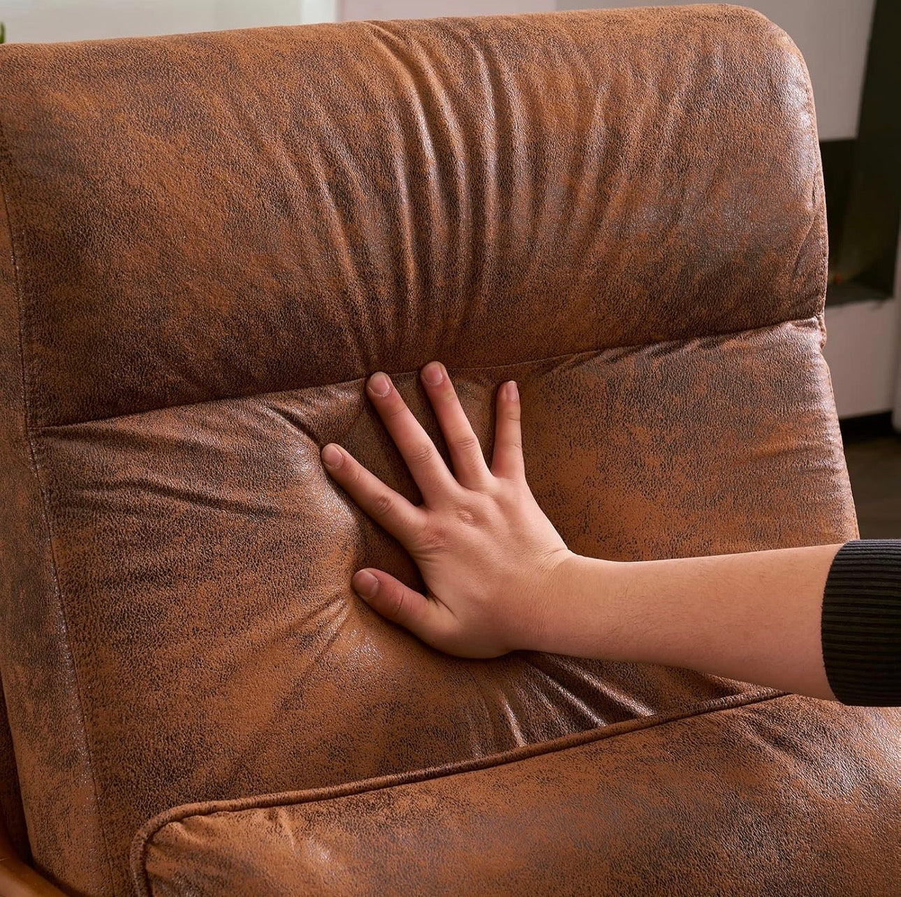 NEW- Bonnlo High Back Microfiber Rustic Mid Century Modern Accent Chair, Soild Wood Padding Lounge Armchairs Side Sitting Chairs for Living Room, Bedroom, Guest Room