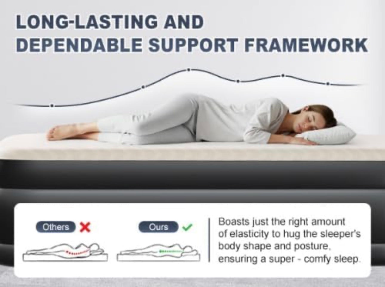 NEW- VINGLI Air Mattress with Built-in Pump, 18 Raised Blow Up Mattress with Soft Flocked Top, Leakproof Inflatable Mattress for Camping, Home, Guests,with Storage Bag (Luxury Kaqi, Twin)