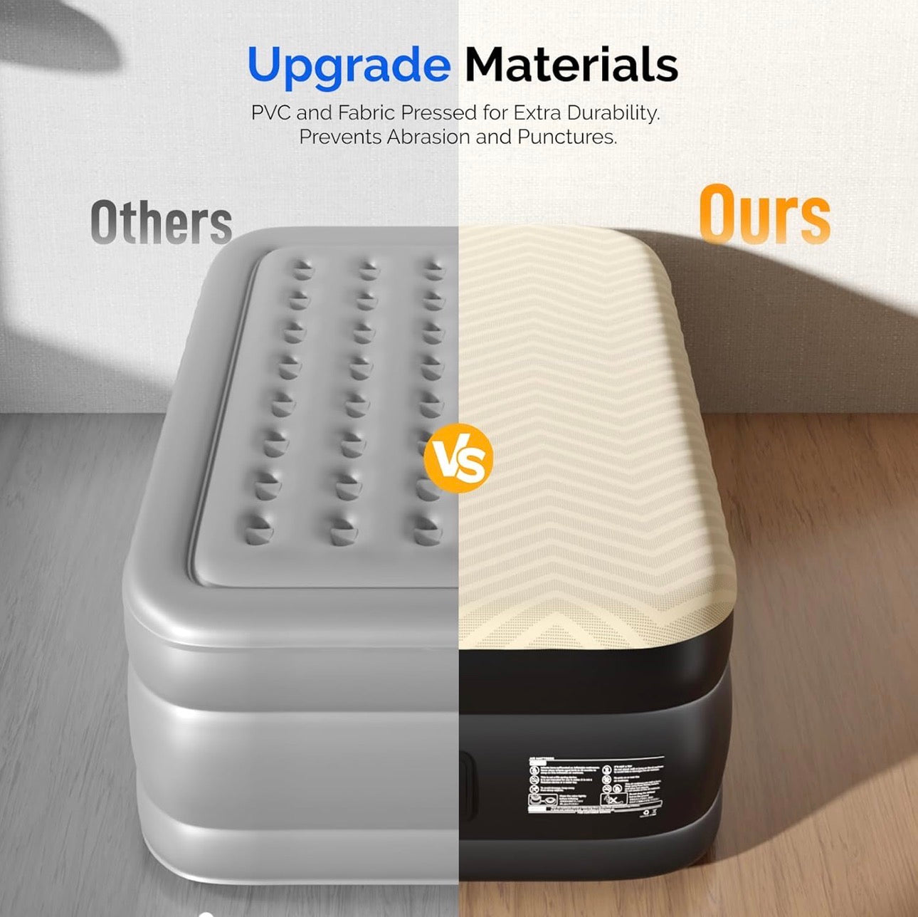 NEW- VINGLI Air Mattress with Built-in Pump, 18 Raised Blow Up Mattress with Soft Flocked Top, Leakproof Inflatable Mattress for Camping, Home, Guests,with Storage Bag (Luxury Kaqi, Twin)