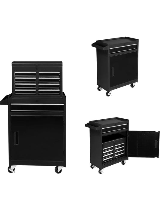 NEW- TUFFIOM 5-Drawer Rolling Tool Chest, Tool Storage Cabinet w/Drawers, Lockable Wheels, Detachable Top & Adjustable Shelf, Mechanic Tool Organizer Box for Garage, Workshop, Warehouse & Repair Shop