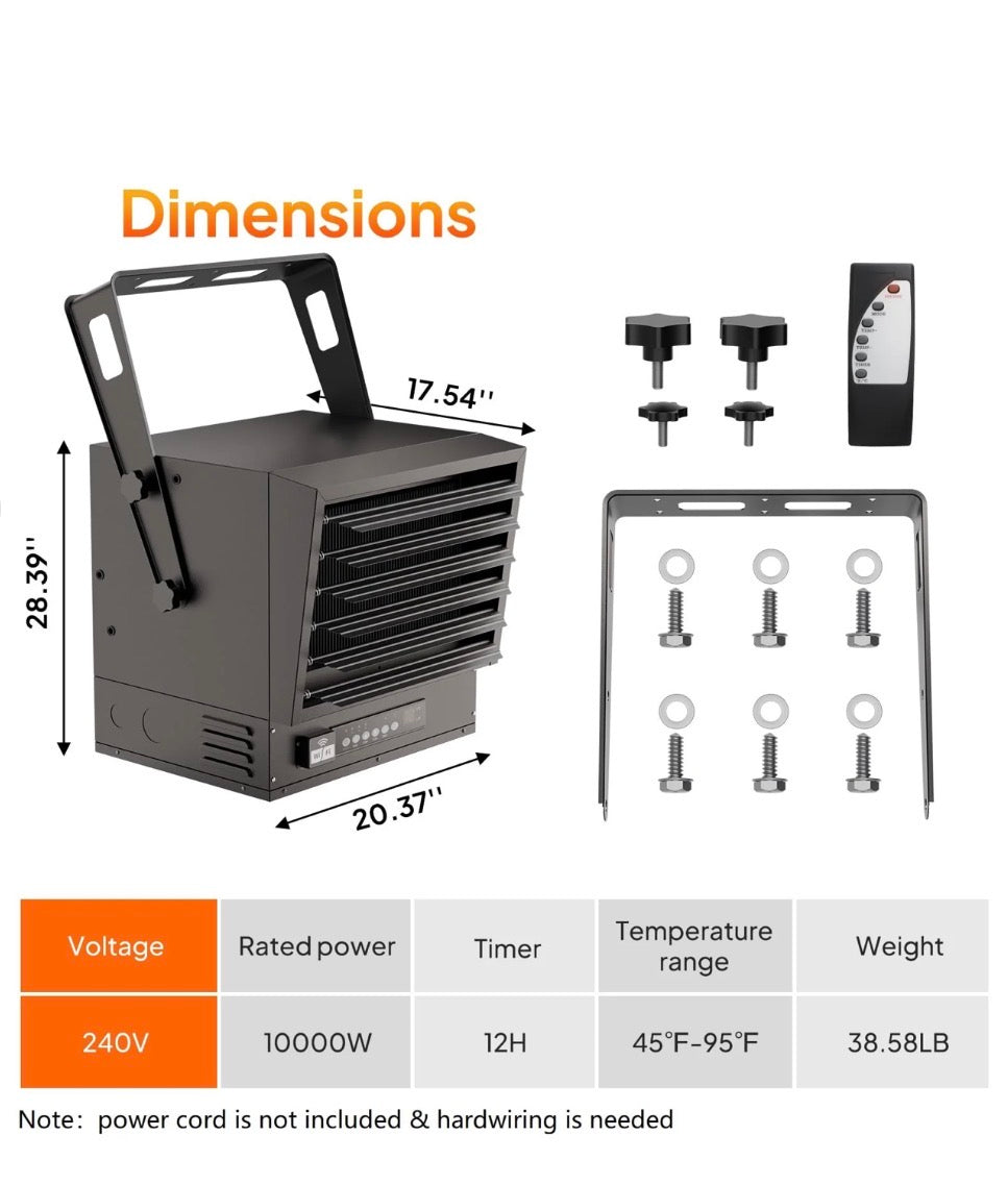 NEW- ROVSUN 10000W 240V Digital Ceiling Electric Mounted Heater with Remote & APP Control