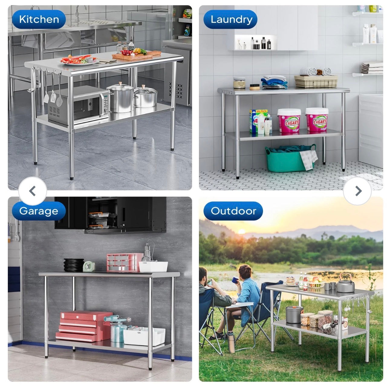NEW- ROVSUN 47" × 24" Stainless Steel Table with Undershelf