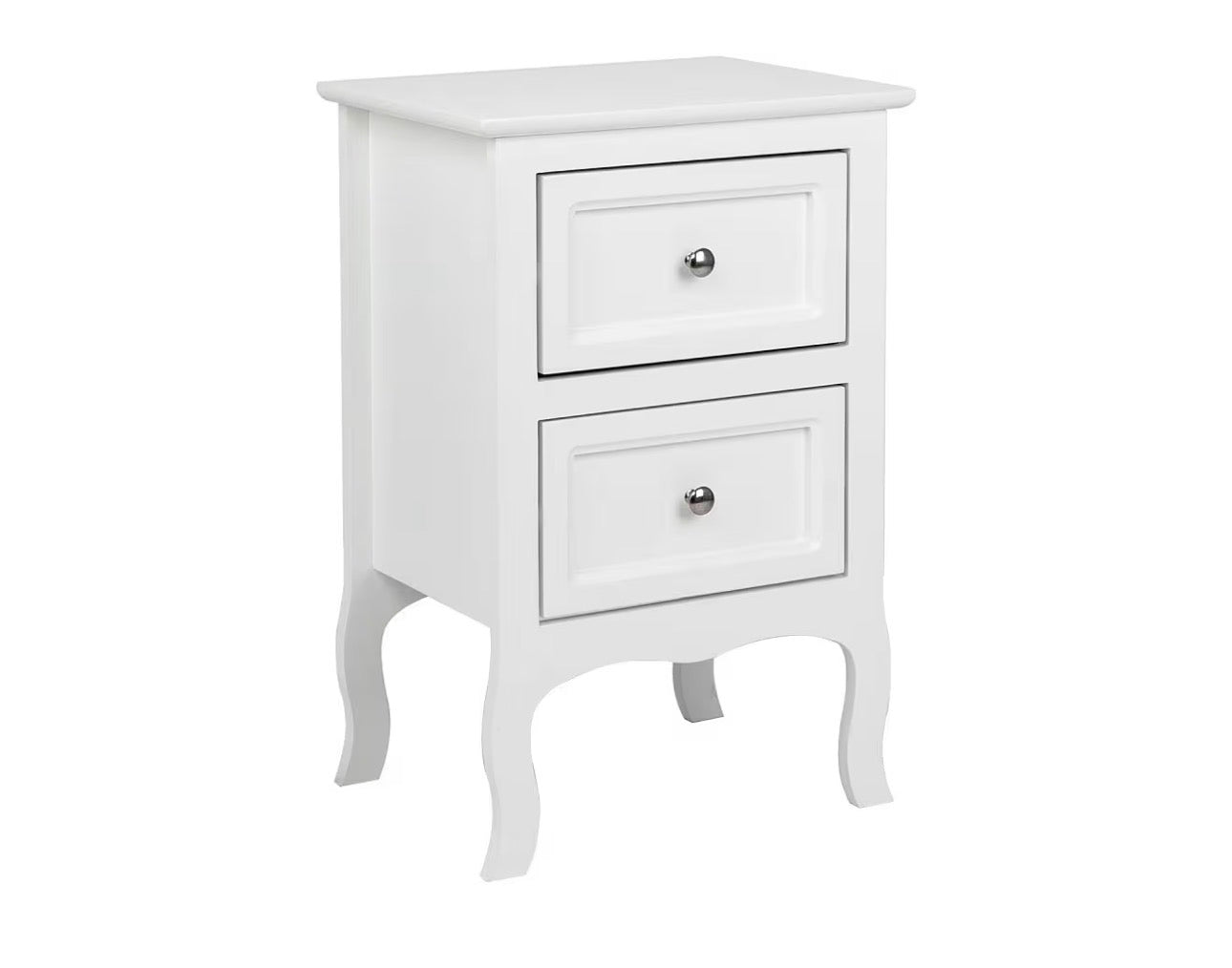 USED GOOD- Bonnlo White Nightstand with 2 Drawers, Night Stands for Bedrooms, Small Bed Side Table/White Night Stand with Drawers for Small Spaces, College Dorm, Kids' Room, Living Room, French, 16W × 12D x 24H