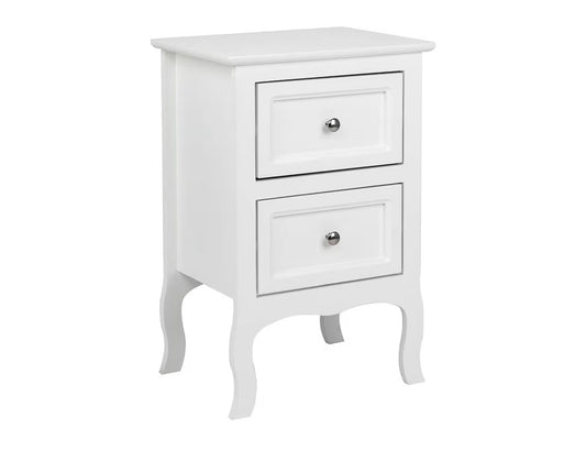 USED GOOD- Bonnlo White Nightstand with 2 Drawers, Night Stands for Bedrooms, Small Bed Side Table/White Night Stand with Drawers for Small Spaces, College Dorm, Kids' Room, Living Room, French, 16W × 12D x 24H
