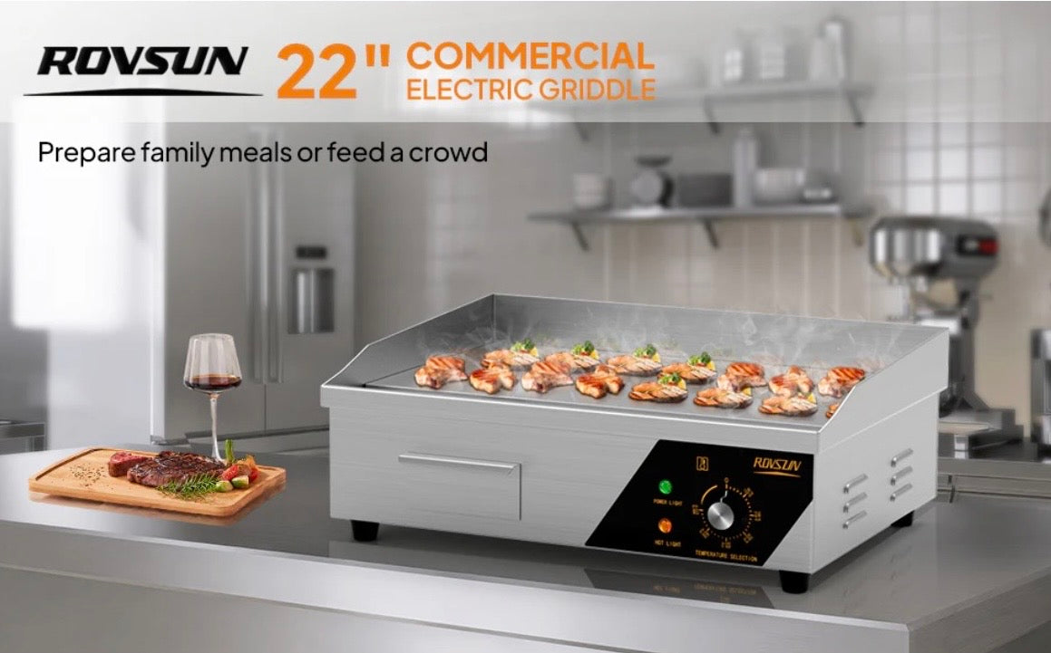 NEW- ROVSUN 22" 1600W 110V Commercial Electric Griddle Countertop