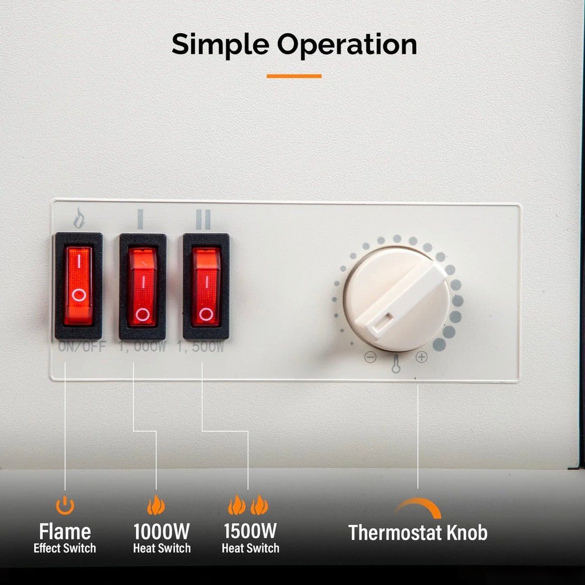 NEW- ROVSUN 22.4"H Electric Fireplace Stove w/Realistic Flame Effect, Infrared Quartz Freestanding Heater for Indoor, w/Overheat Protection, 2 Heat Settings 1000W/1500W, ETL Certified, Milky
White