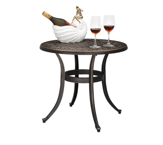 NEW- VINGLI 24" Cast Aluminum Outdoor Side Table, All Weather Round Patio Coffee Table Porch Table Bistro Table End Table Bronze 24"
Round Table