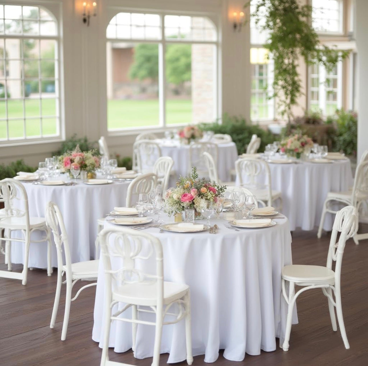 NEW- 8 Pack White Table Cloths 120 Inch Round - Stain Resistant and Washable Tableclothes, Polyester Fabric Table Covers for Wedding, Party, Banquet, Formal Events