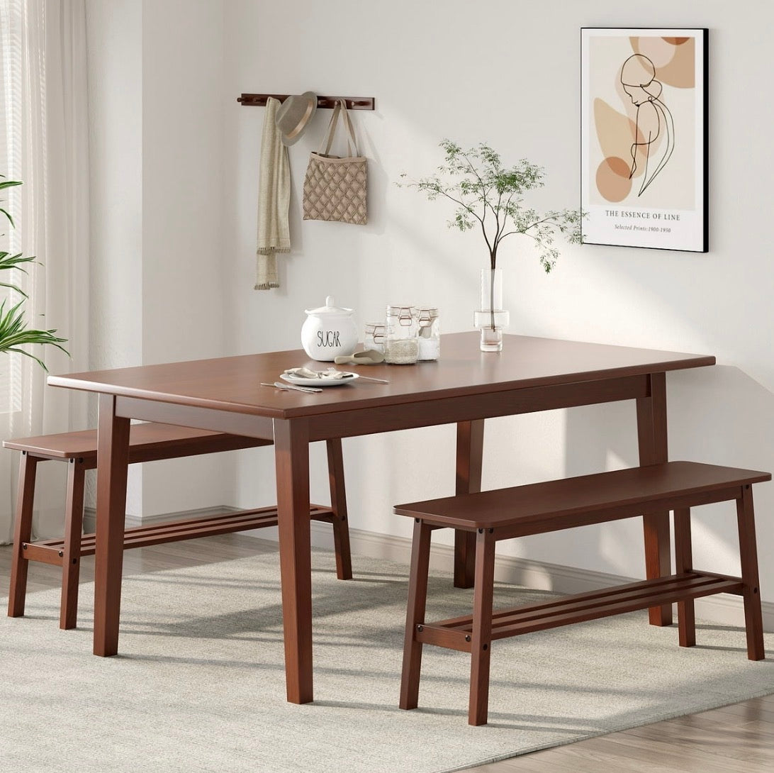 NEW- VINGLI Solid Wood Dining Bench 39" Wooden Bench for Entryway, Bedroom, Kitchen & Living Room, with Shoe Rack Storage (walnut)