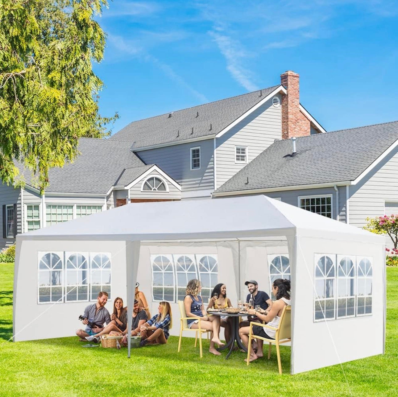 NEW- Outdoor Canopy Tent Patio Camping Party Tent Wedding Canopy Tents for Parties Gazebo Shelter BBQ Events Booths with Removable Sidewalls (10'x20' 4 Sidewalls)