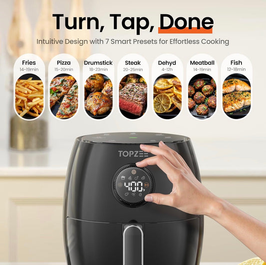 NEW- 2.1Qt Small Air Fryer - Compact Digital Mini Airfryer with 7-in-1 Presets, 98% Less Oil, Adjustable Temperature & Timer, Shake Reminder, Nonstick, BPA-Free, Dishwasher Safe, Fast & Crispy Cooking