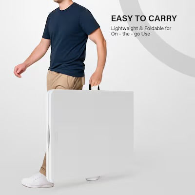 USED LIKE NEW- VINGLI 6 Foot Plastic Folding Table Portable Long White Table for Indoor Outdoor Use Rectangular with Carrying Handle