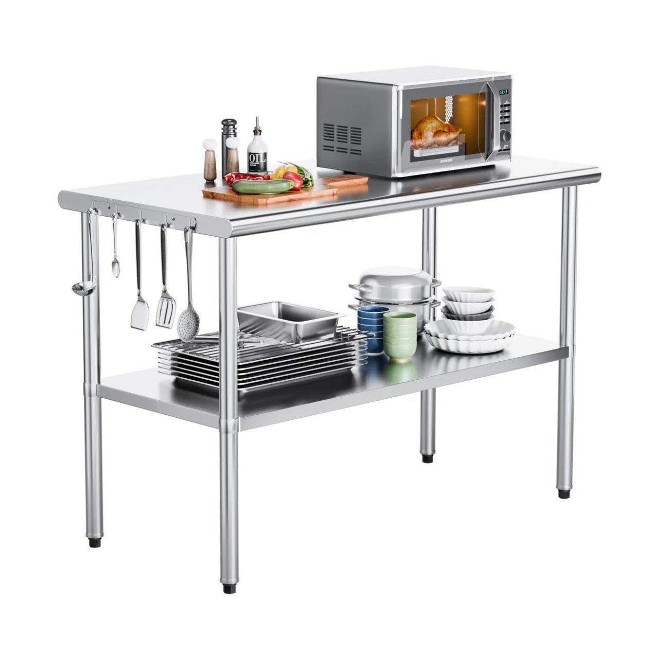 NEW- ROVSUN 47" × 24" Stainless Steel Table with Undershelf