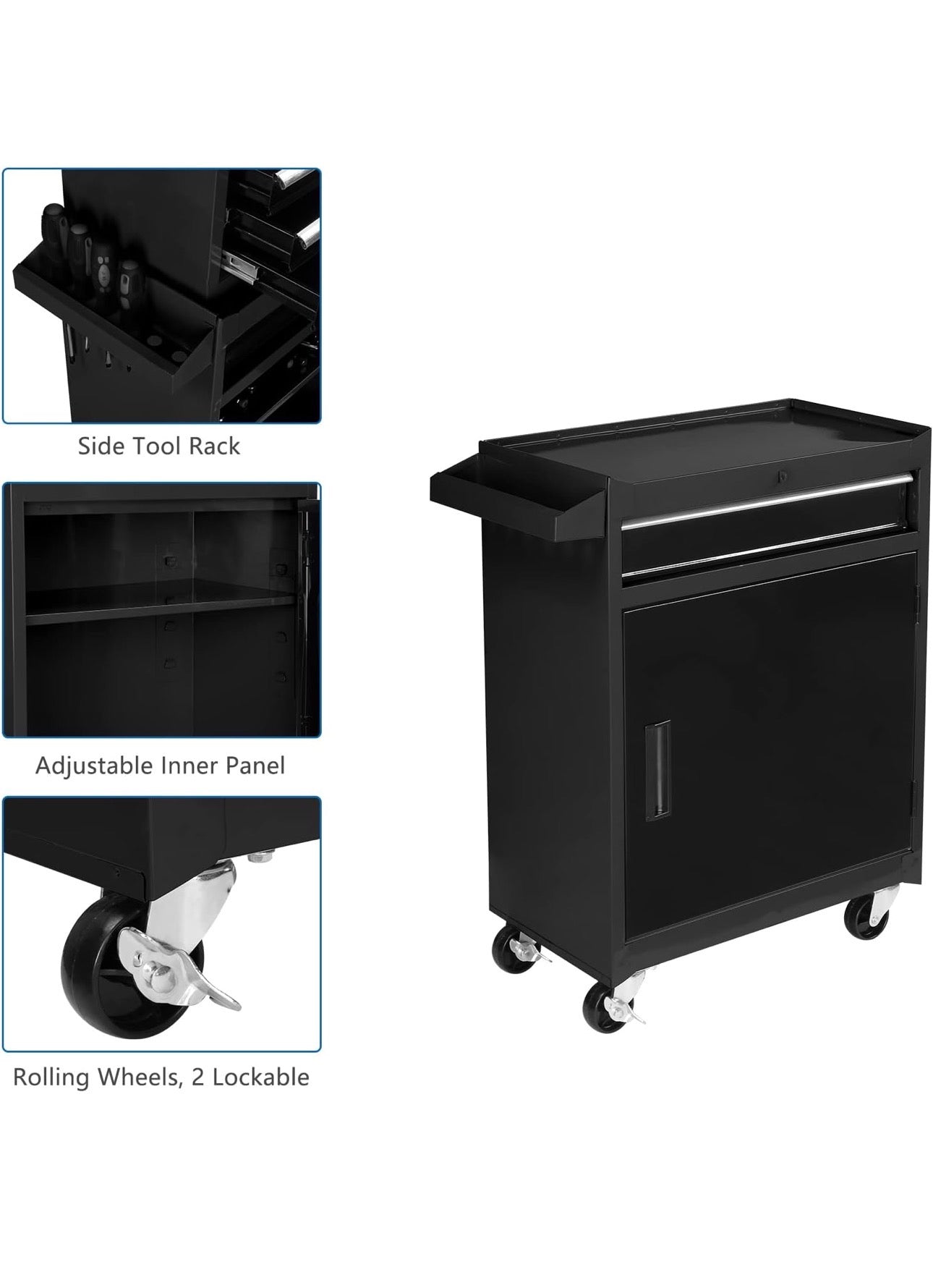 NEW- TUFFIOM 5-Drawer Rolling Tool Chest, Tool Storage Cabinet w/Drawers, Lockable Wheels, Detachable Top & Adjustable Shelf, Mechanic Tool Organizer Box for Garage, Workshop, Warehouse & Repair Shop