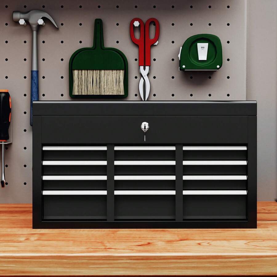 New- Winado 24" Portable Tool Box, 5 Drawers & Top Storage Tray Tool Box with Drawers, Lockable Metal Tool Chest Cabinet for Garage, Warehouse, Repair Shop & Home