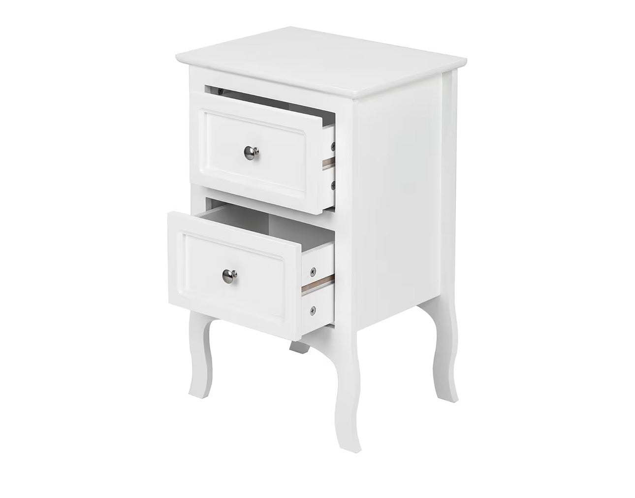 USED GOOD- Bonnlo White Nightstand with 2 Drawers, Night Stands for Bedrooms, Small Bed Side Table/White Night Stand with Drawers for Small Spaces, College Dorm, Kids' Room, Living Room, French, 16W × 12D x 24H