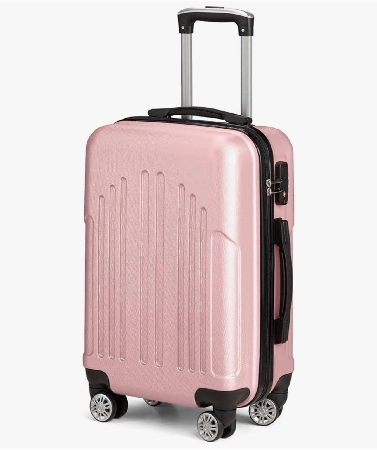 NEW- Karl home Carry On Luggage 22x14x9 Airline Approved, ABS Hardshell Suitcase with TSA Lock & Spinner Wheels, Durable Small Suitcase Rolling Luggage for Business Travel, Pink