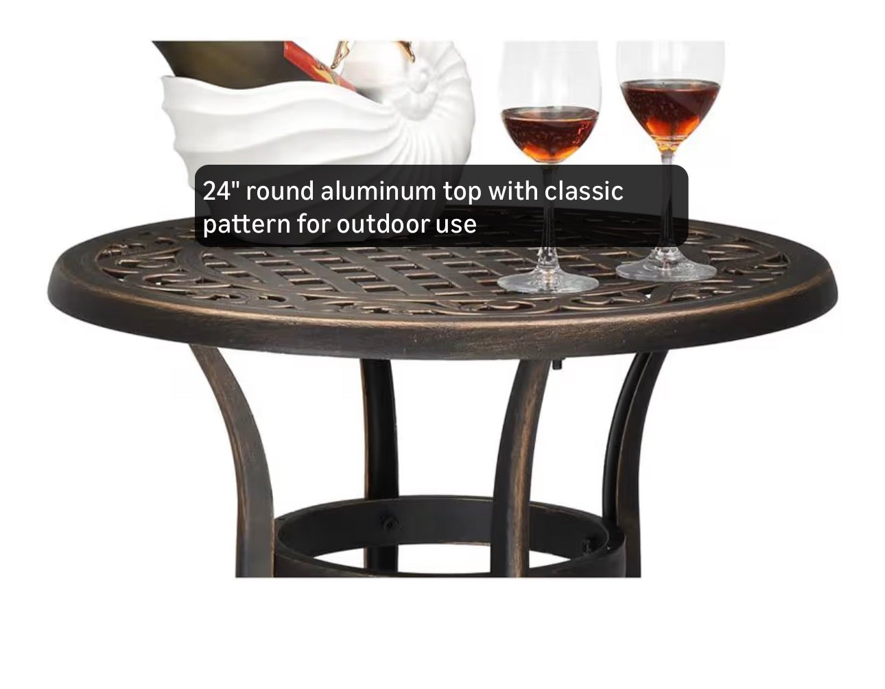 NEW- VINGLI 24" Cast Aluminum Outdoor Side Table, All Weather Round Patio Coffee Table Porch Table Bistro Table End Table Bronze 24"
Round Table