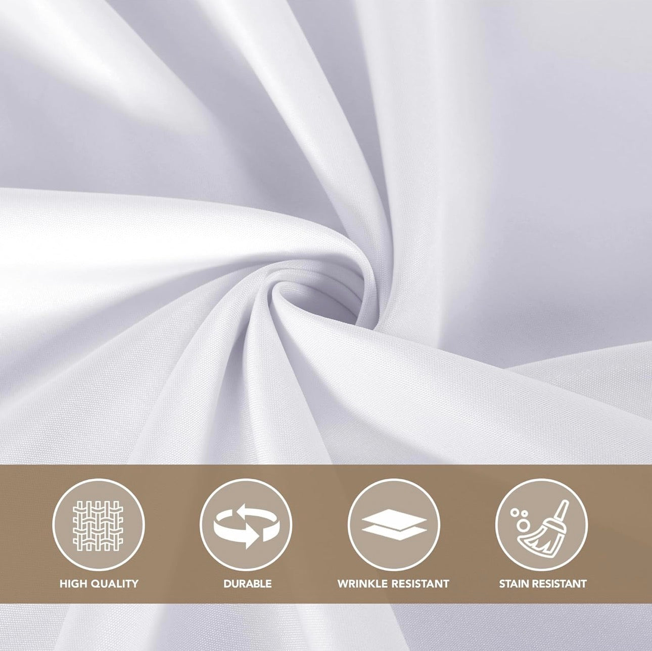 NEW- 8 Pack White Table Cloths 120 Inch Round - Stain Resistant and Washable Tableclothes, Polyester Fabric Table Covers for Wedding, Party, Banquet, Formal Events