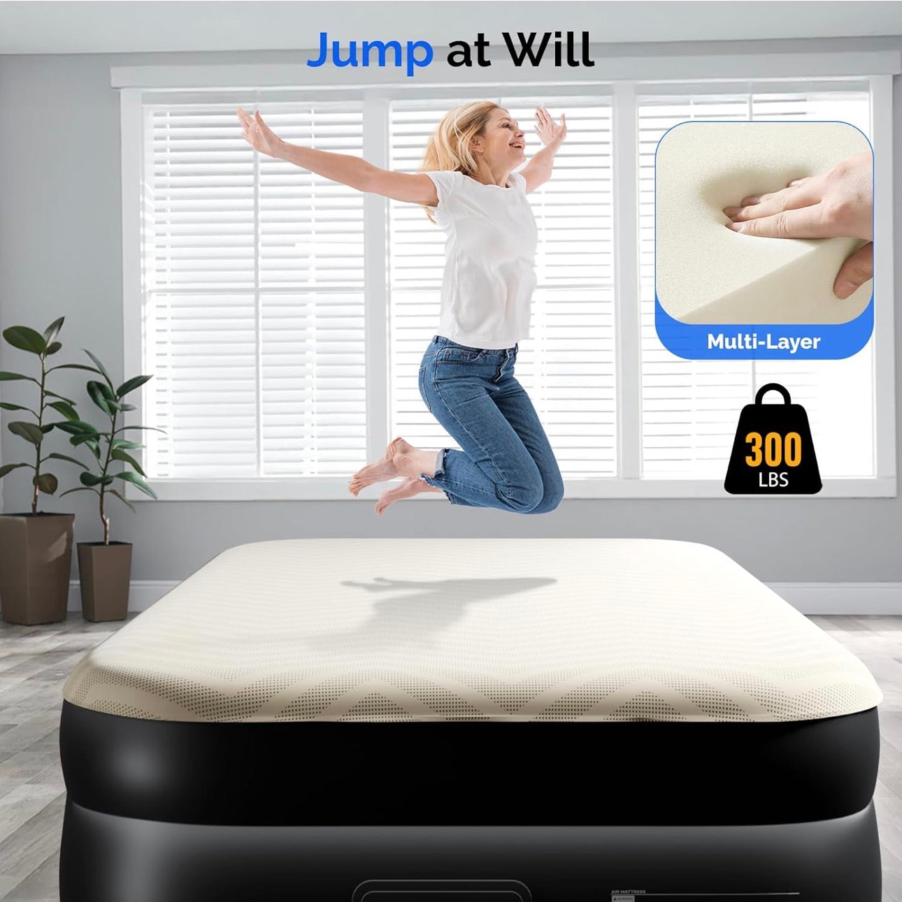 NEW- VINGLI Air Mattress with Built-in Pump, 18 Raised Blow Up Mattress with Soft Flocked Top, Leakproof Inflatable Mattress for Camping, Home, Guests,with Storage Bag (Luxury Kaqi, Twin)