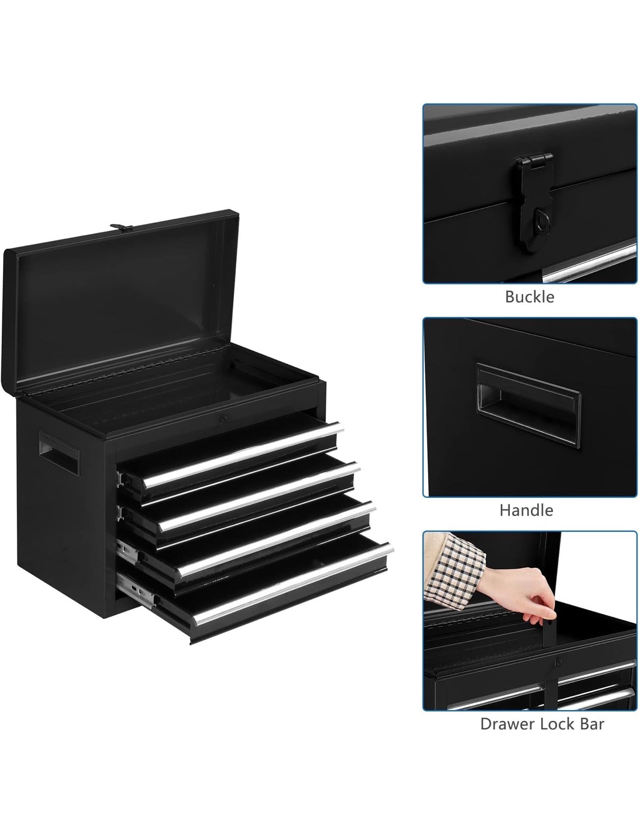 NEW- TUFFIOM 5-Drawer Rolling Tool Chest, Tool Storage Cabinet w/Drawers, Lockable Wheels, Detachable Top & Adjustable Shelf, Mechanic Tool Organizer Box for Garage, Workshop, Warehouse & Repair Shop