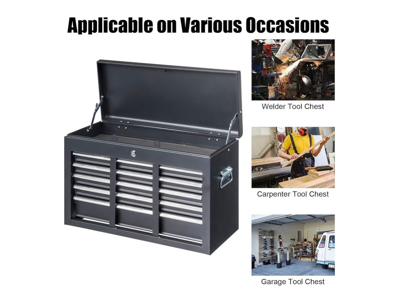 New- Winado 24" Portable Tool Box, 5 Drawers & Top Storage Tray Tool Box with Drawers, Lockable Metal Tool Chest Cabinet for Garage, Warehouse, Repair Shop & Home